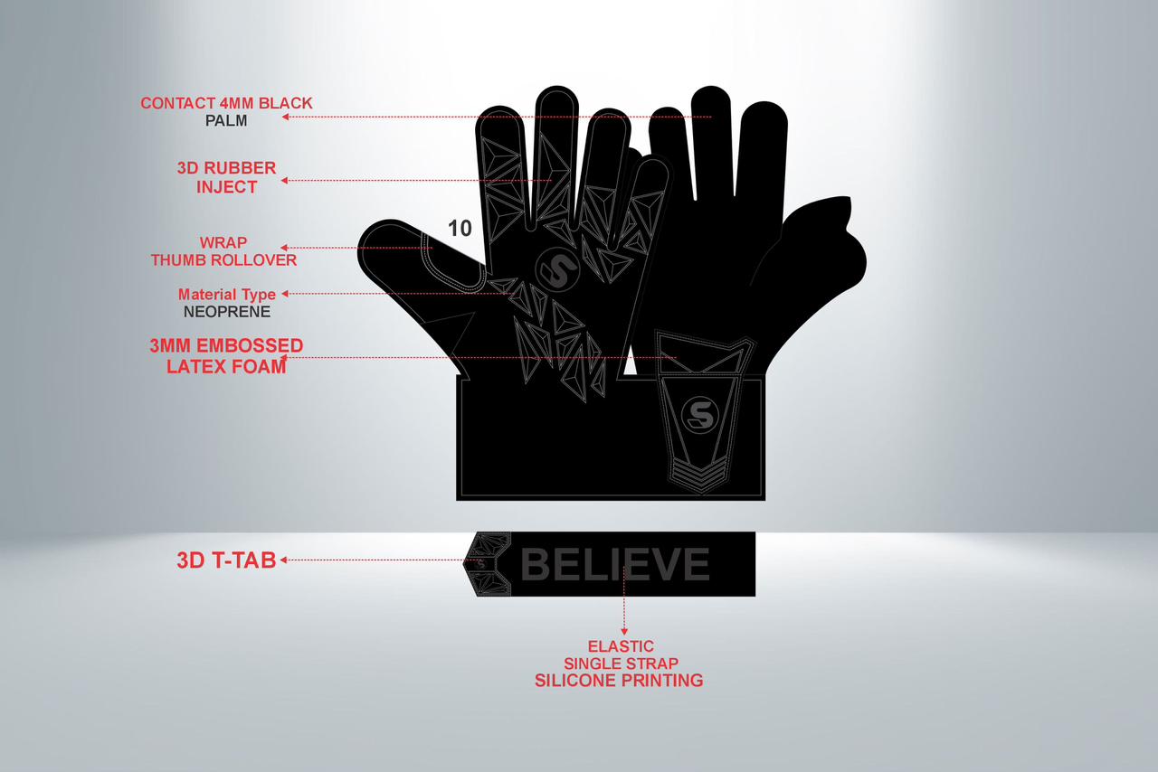 SCK Blackout Flat Negative Believe Goalkeeper Gloves