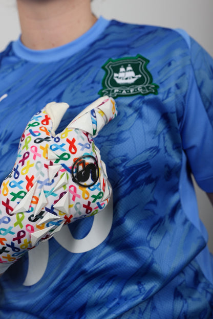 SCK White Culling Cancer Charity Hybrid Flat Believe Goalkeeper Gloves