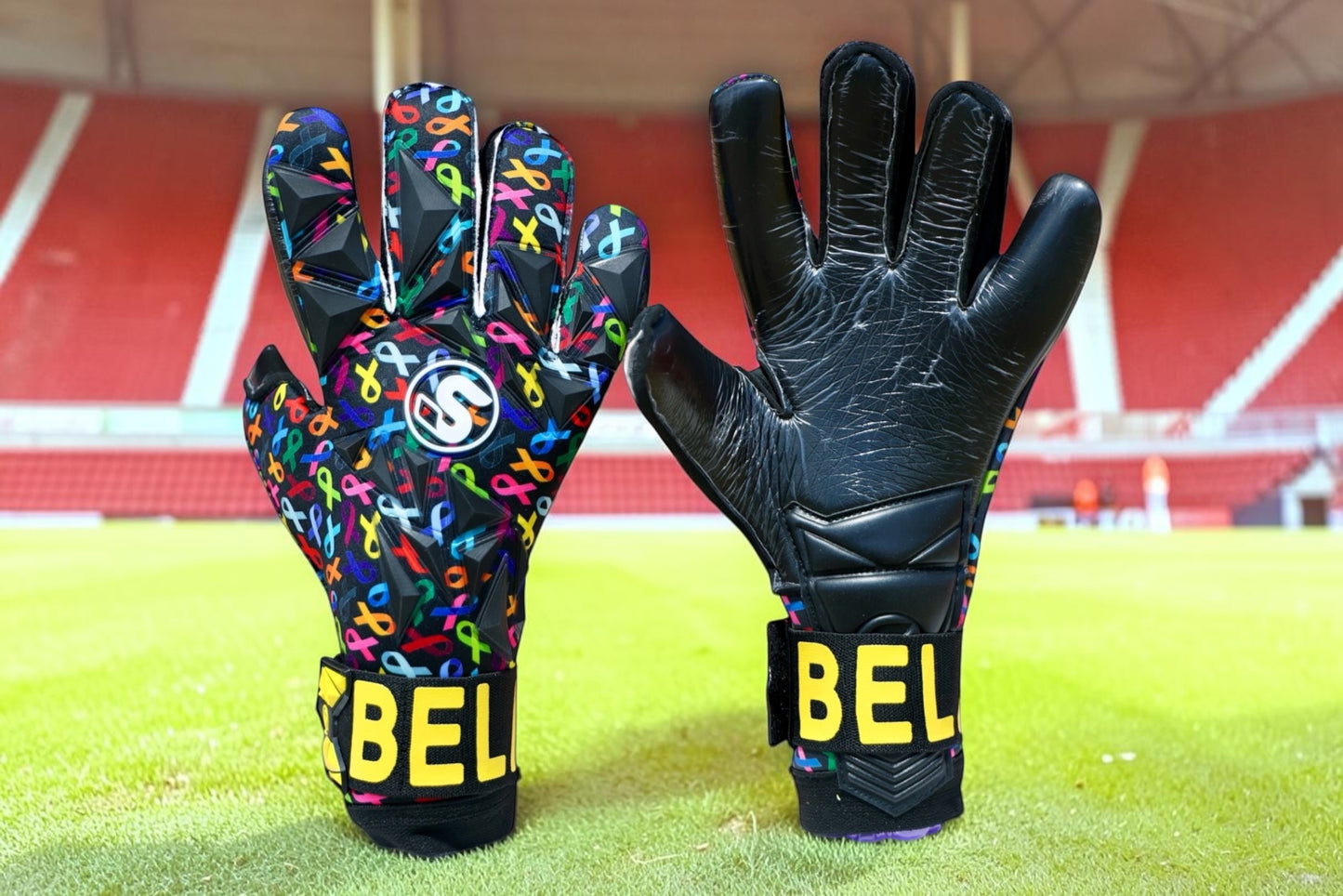 SCK Black Culling Cancer Charity Hybrid Flat Believe Goalkeeper Gloves