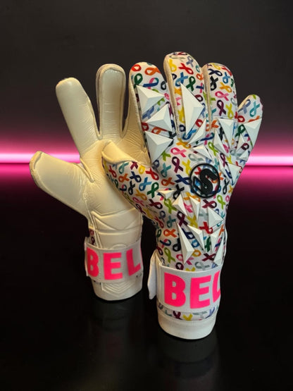 SCK White Culling Cancer Charity Hybrid Flat Believe Goalkeeper Gloves