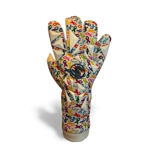 SCK White Culling Cancer Charity Hybrid Flat Believe Goalkeeper Gloves