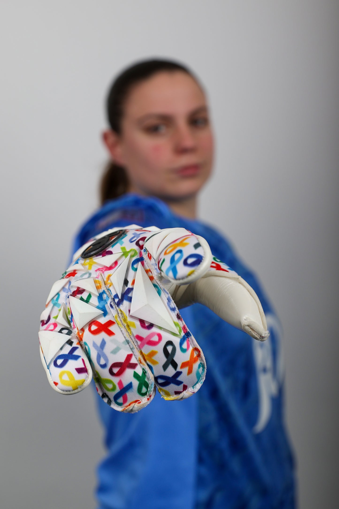 SCK White Culling Cancer Charity Hybrid Flat Believe Goalkeeper Gloves