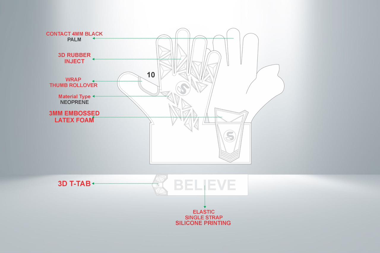 SCK Whiteout Flat Negative Believe Goalkeeper Gloves