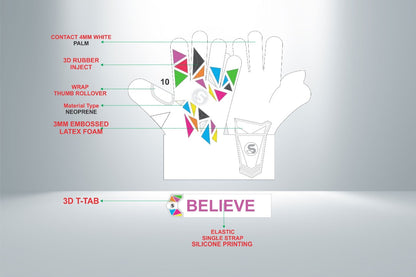 SCK White Flat Negative Harlequin Believe Goalkeeper Gloves