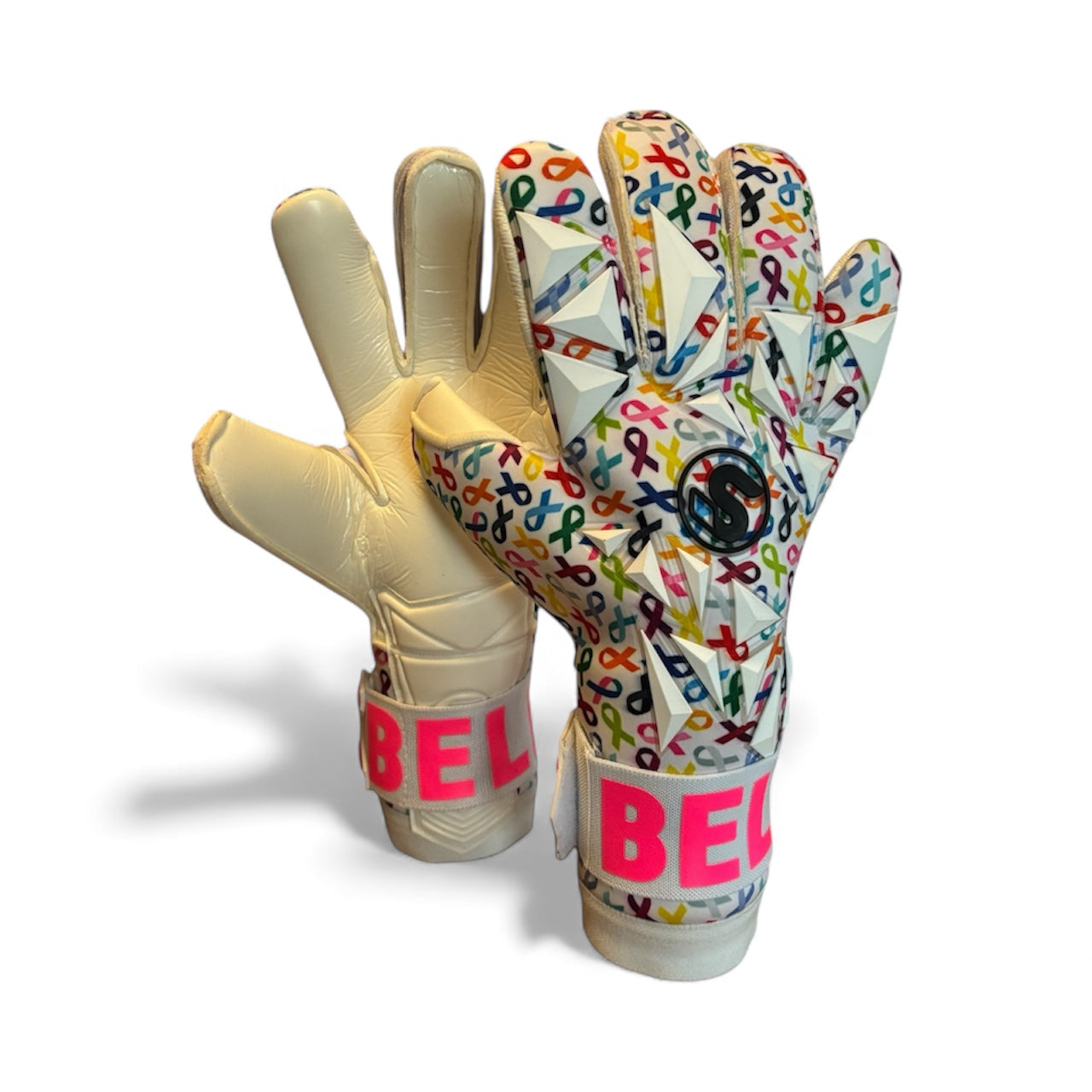 SCK White Culling Cancer Charity Hybrid Flat Believe Goalkeeper Gloves