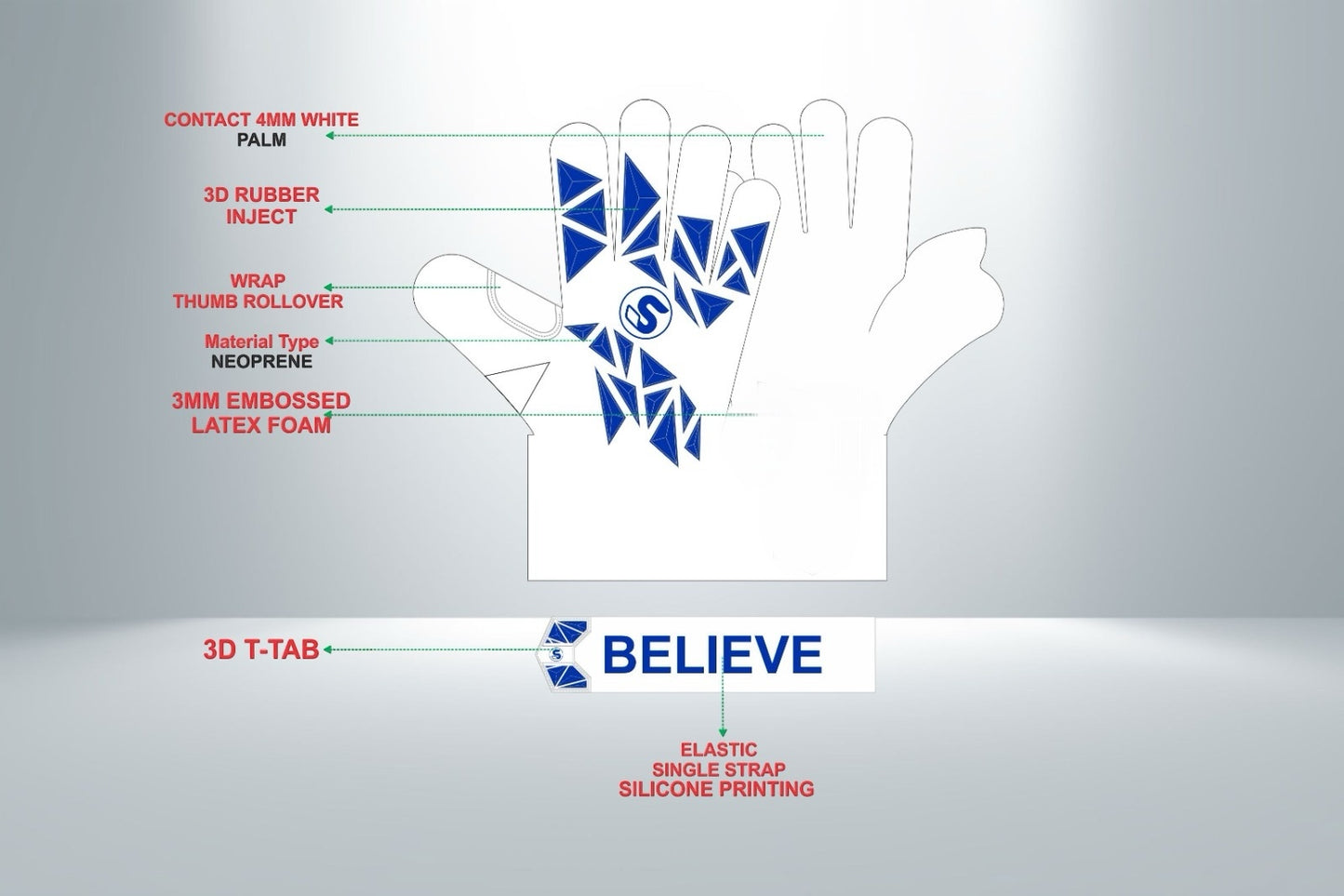 SCK HG Thunder Flat Geiko Long Cut Believe Goalkeeper Gloves