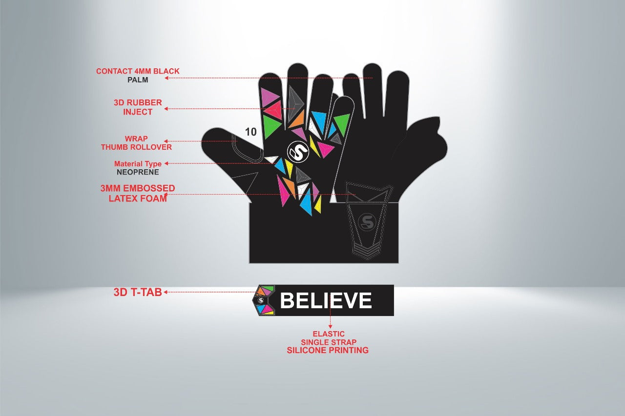 SCK Black Flat Negative Harlequin Believe Goalkeeper Gloves