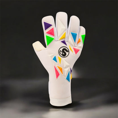 SCK White Flat Negative Harlequin Believe Goalkeeper Gloves