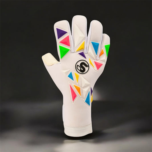 SCK White Flat Negative Harlequin Believe Goalkeeper Gloves