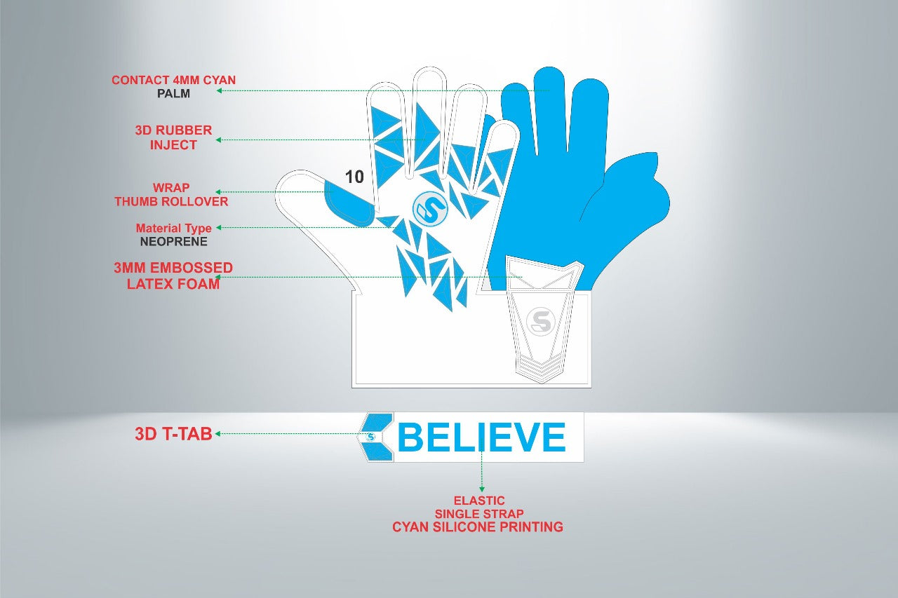 SCK Geiko Fit Aqua Blue Believe Goalkeeper Gloves