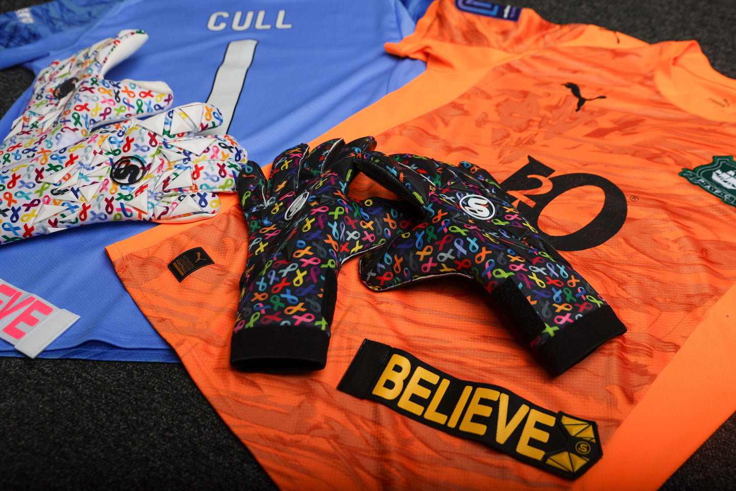 SCK Black Culling Cancer Charity Hybrid Flat Believe Goalkeeper Gloves