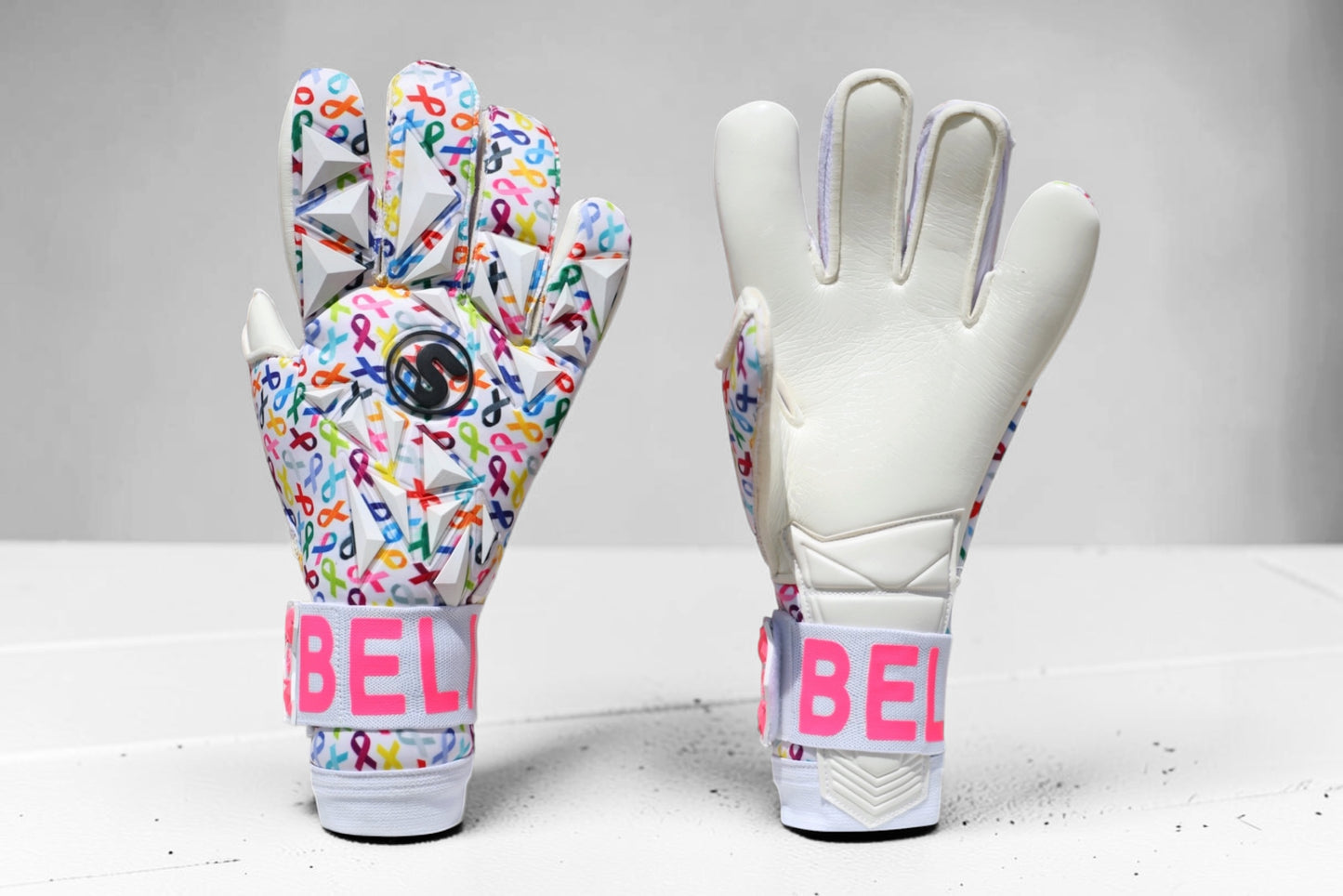 SCK White Culling Cancer Charity Hybrid Flat Believe Goalkeeper Gloves