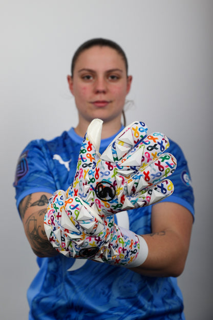 SCK White Culling Cancer Charity Hybrid Flat Believe Goalkeeper Gloves