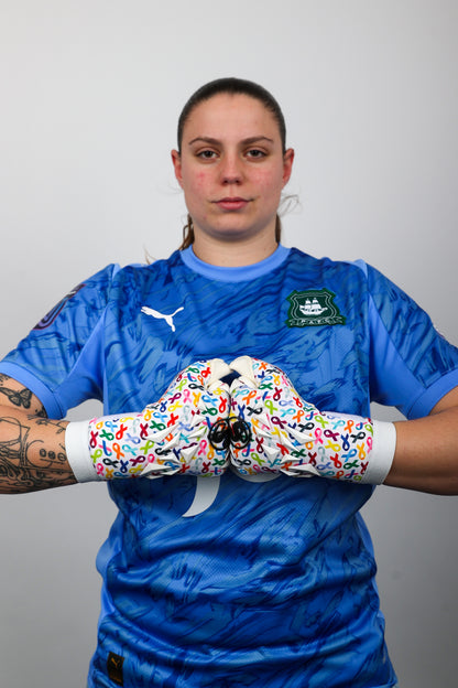 SCK White Culling Cancer Charity Hybrid Flat Believe Goalkeeper Gloves
