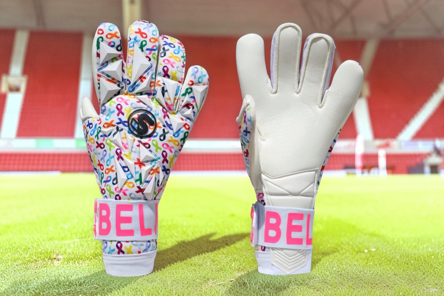 SCK White Culling Cancer Charity Hybrid Flat Believe Goalkeeper Gloves