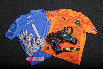 SCK White Culling Cancer Charity Hybrid Flat Believe Goalkeeper Gloves