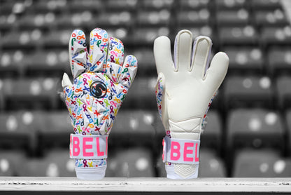 SCK White Culling Cancer Charity Hybrid Flat Believe Goalkeeper Gloves