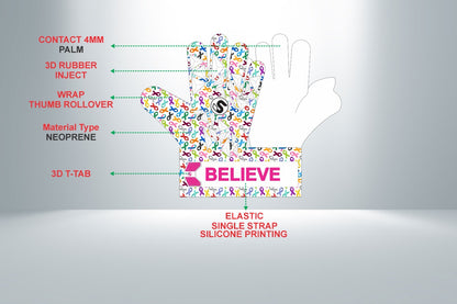 SCK White Culling Cancer Charity Hybrid Flat Believe Goalkeeper Gloves